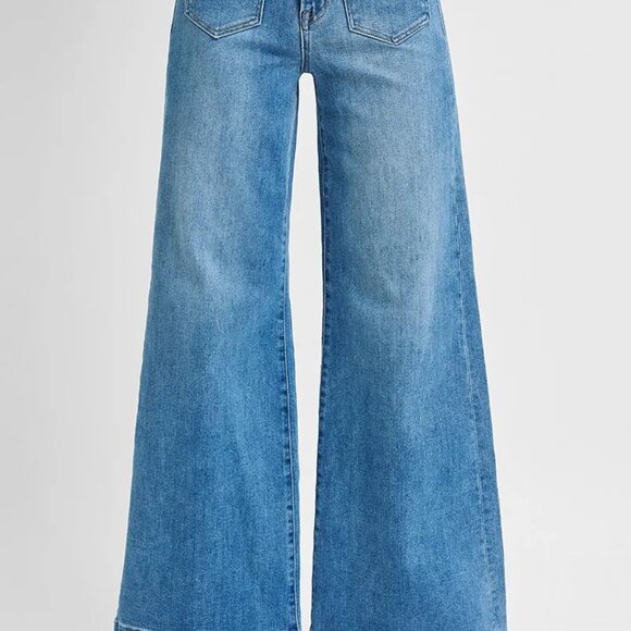 nwt RISEN Full Size Mid Rise Wide Front Patch Pocket Jeans Plus Size - Picture 4 of 6